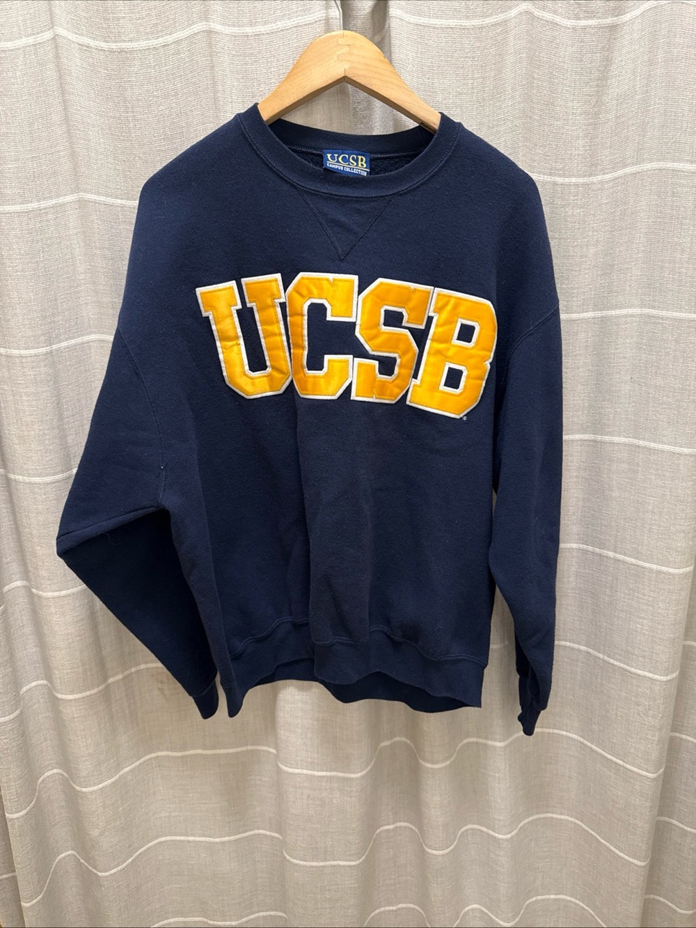 Navy Crewneck Sweatshirt with Gold Lettering